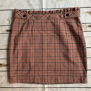 Express Plaid Paperbag Ruffled Pencil Skirt L